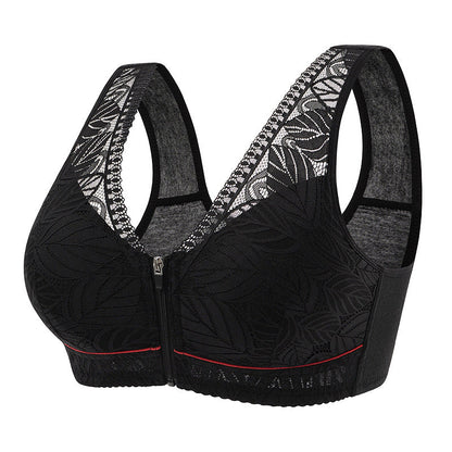 Simple Lace Bralette with Front Zip Closure