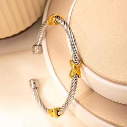 Simple Double Twist Bangle Bracelet