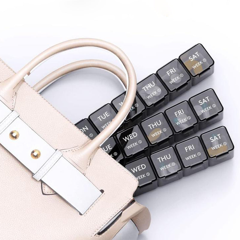 Daily Pill Box with 28 Storage Compartments