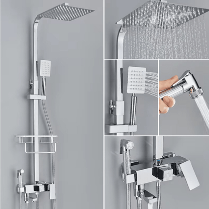 Premium Rain Shower Head Set with 4 Spray Modes