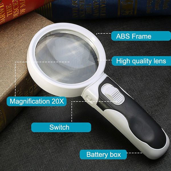 Compact 20X LED Magnifying Glass with Light