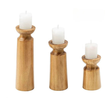 Traditional Handcrafted Wood Candle Holders