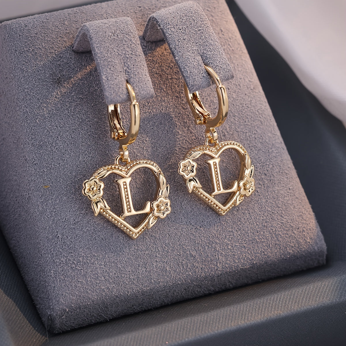 Delicate Monogram Heart Huggie Earrings