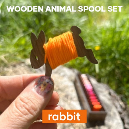 Wooden Bunny Sewing Thread Organizer Storage Set