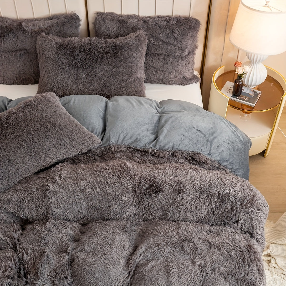 Cozy Soft Plush Duvet Cover Set with Zipper