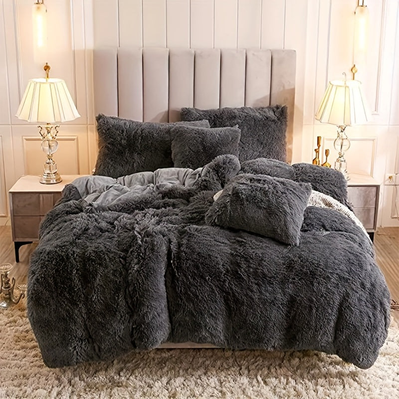 Cozy Soft Plush Duvet Cover Set with Zipper