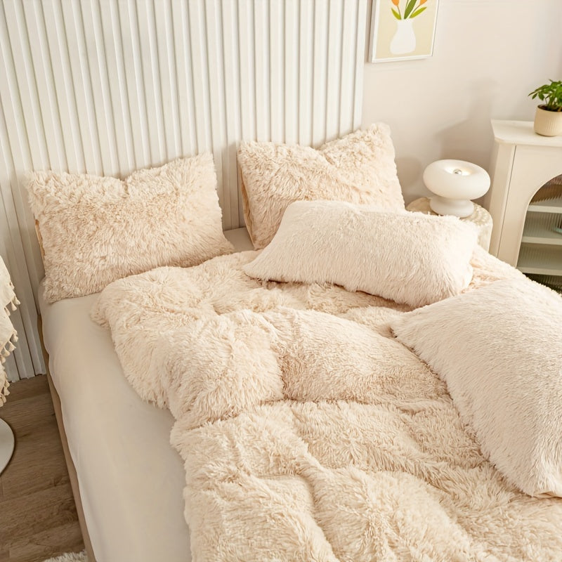 Cozy Soft Plush Duvet Cover Set with Zipper