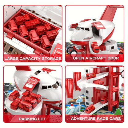 Exciting Airplane Fire Truck Playset with Playmat