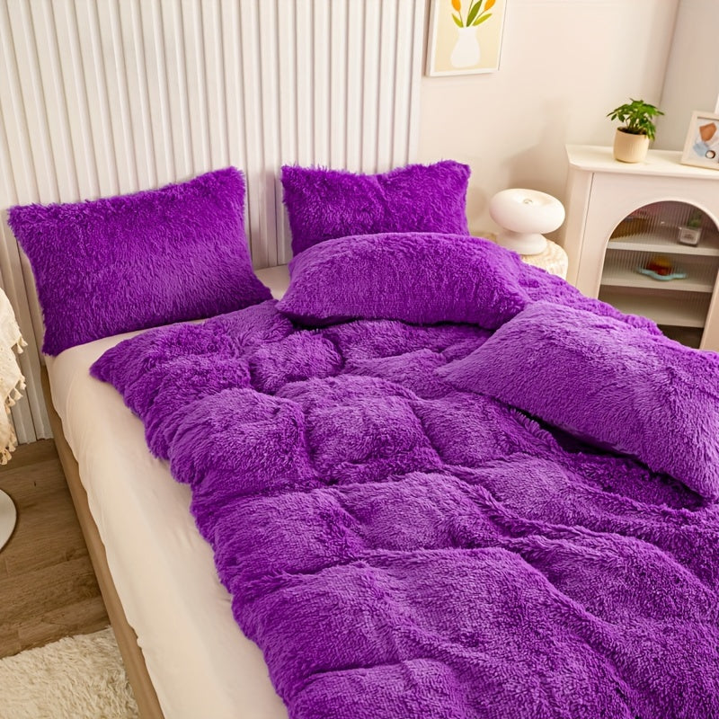 Cozy Soft Plush Duvet Cover Set with Zipper