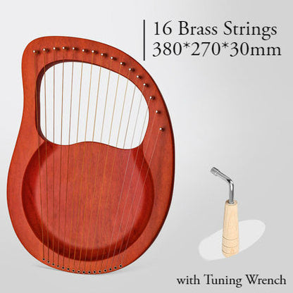 Classic Mahogany Lyre Harp with Brass Strings for All Ages