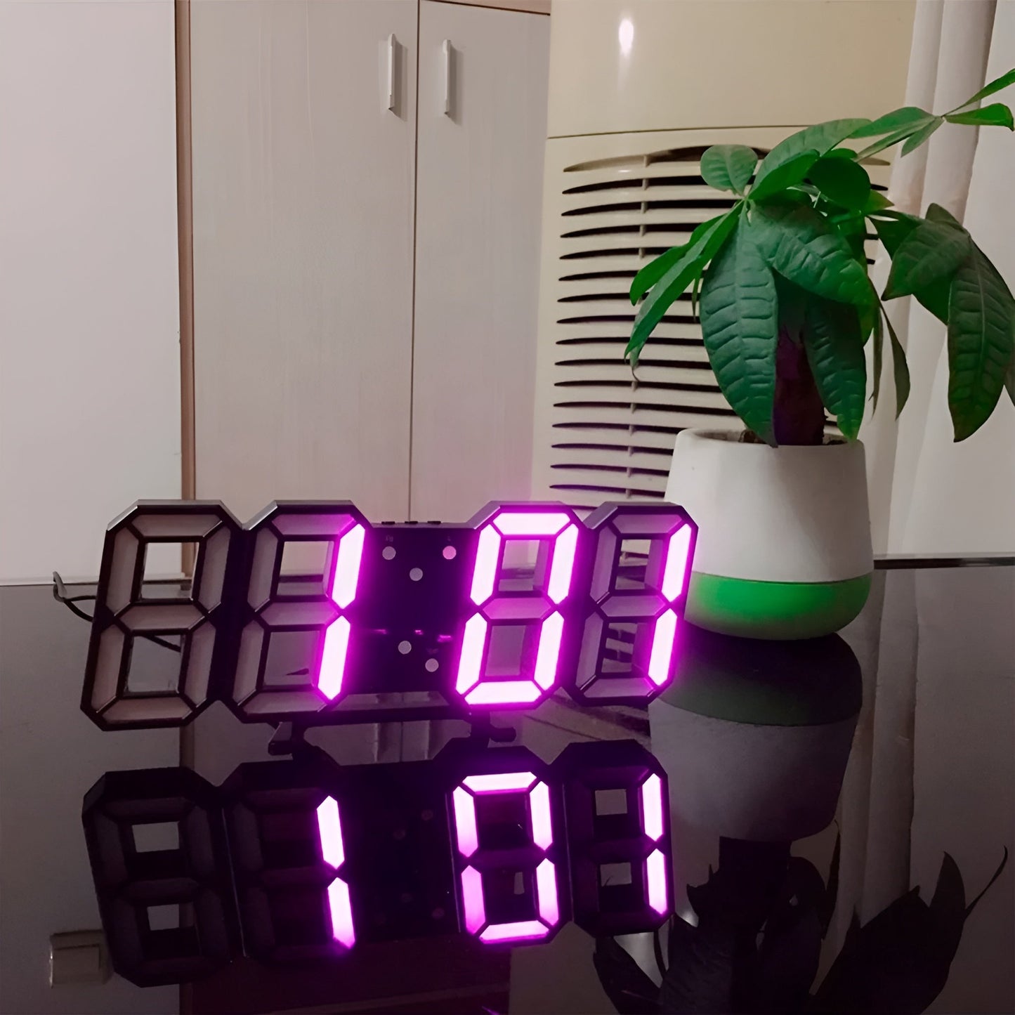 Stylish 3D LED Digital Wall Clock with Temp & Alarm