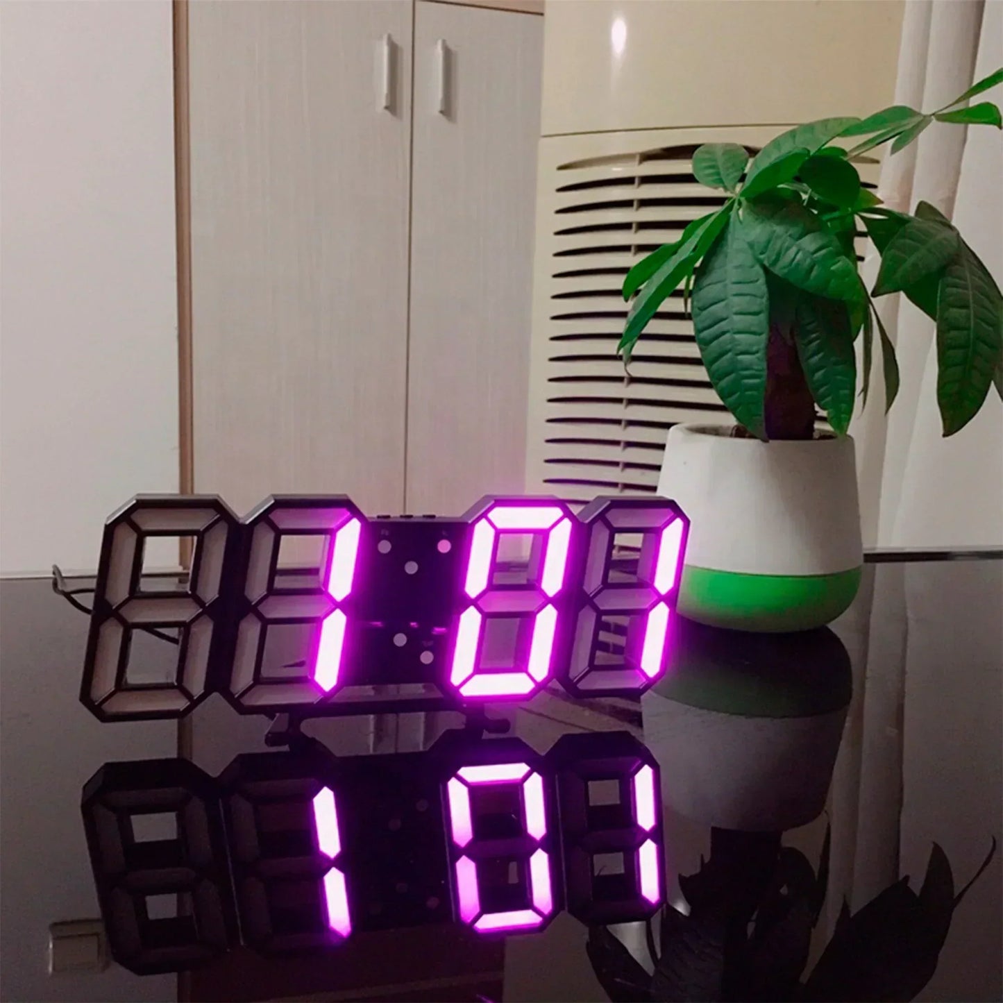Slim Digital LED Wall Clock with Dimmer Function