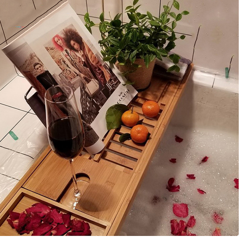 Luxury Wooden Adjustable Bath Tub Caddy