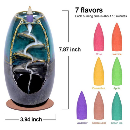Natural Wood Incense Burner with Free Fragrant Cones