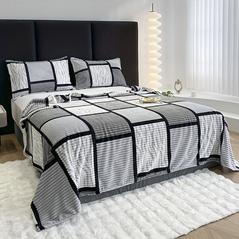Soft Cozy Blanket with Stylish Stripe Pattern