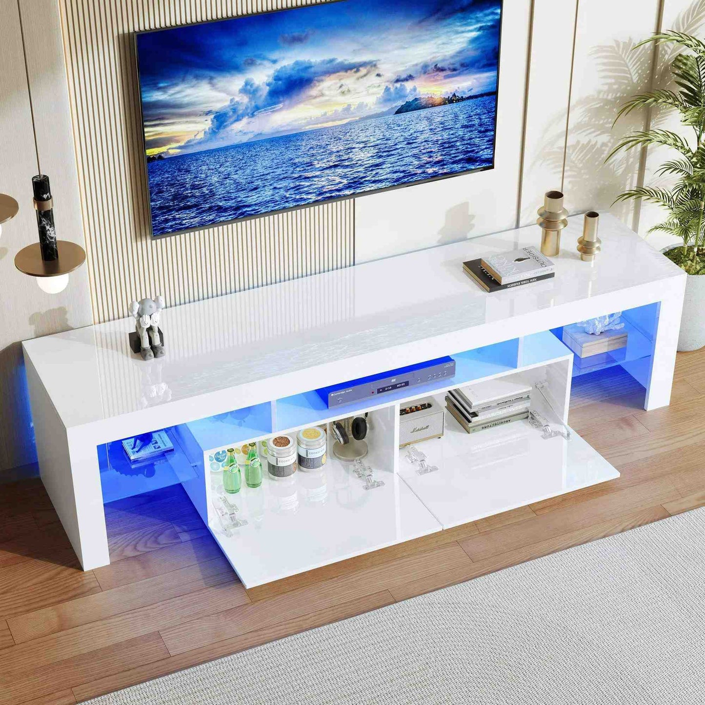 Modern TV Table with Colorful LED Lights - Befez
