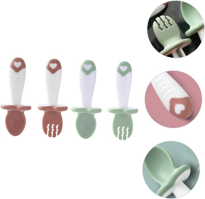 Soft Baby Utensil Set Silicone Spoon and Fork