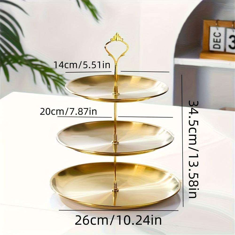 Stainless Steel Triple Serving Platter for Parties