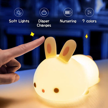 Cute Rabbit Plug in Night Light Color Changing LEDs