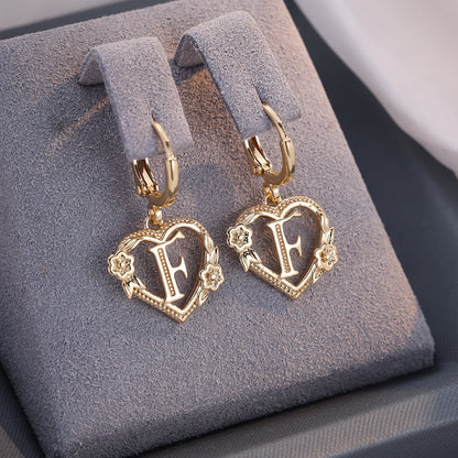 Delicate Monogram Heart Huggie Earrings