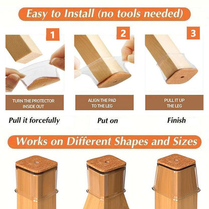 Clear Furniture Leg Protectors with Felt Bottoms
