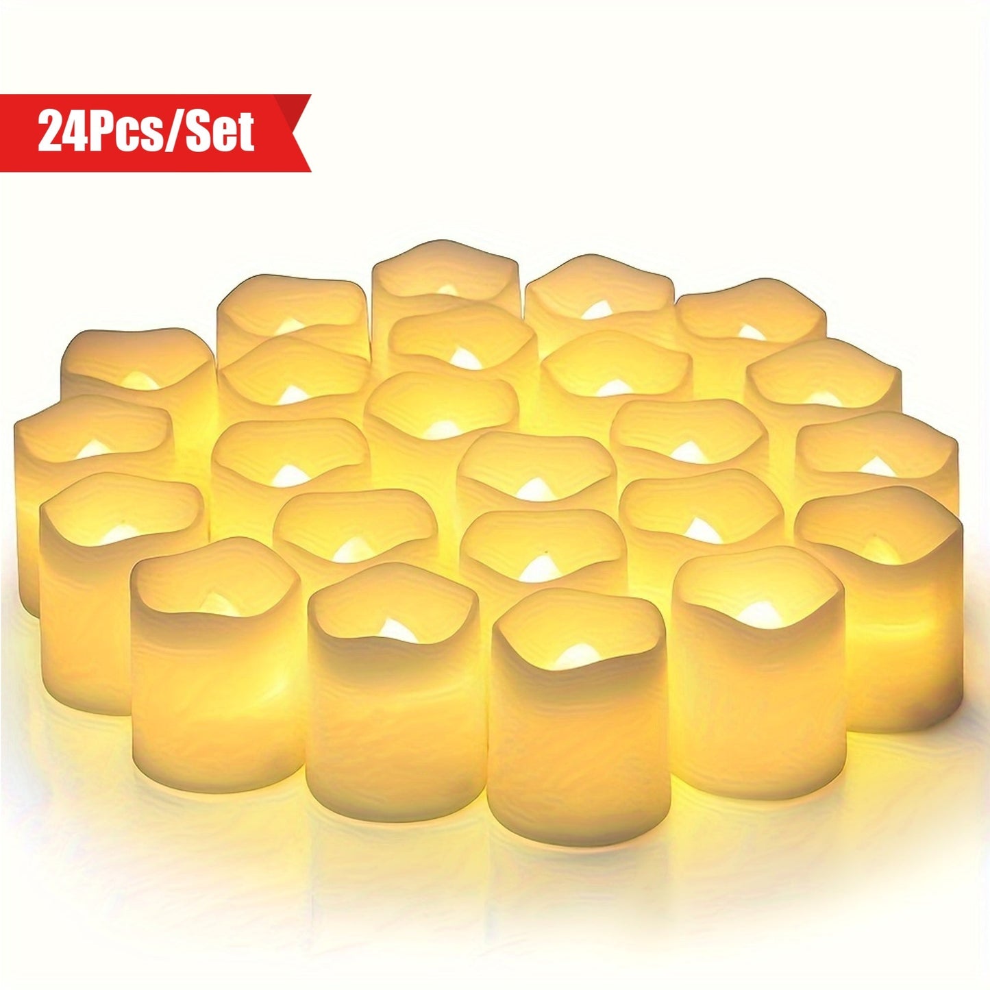 Warm White LED Candle Lights Set of 24