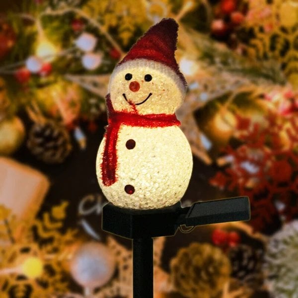 Solar Powered Outdoor Snowman Lamp