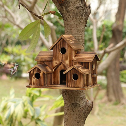 Rustic Wooden Garden Bird House