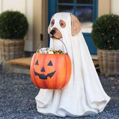 Adorable Dog Pumpkin Figurine Outdoor Decor - Befez