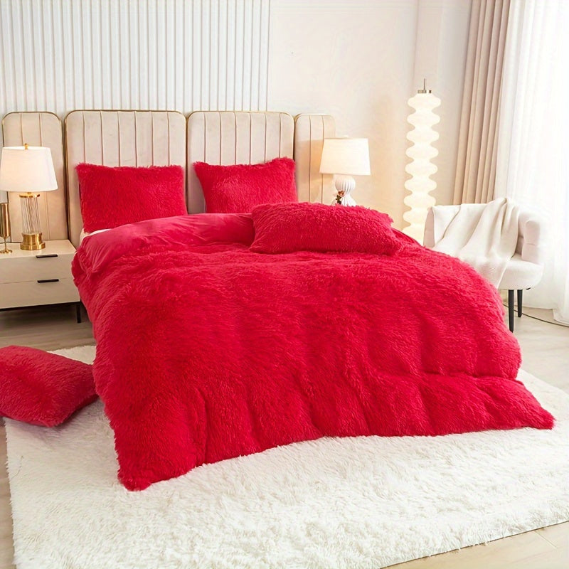 Cozy Soft Plush Duvet Cover Set with Zipper