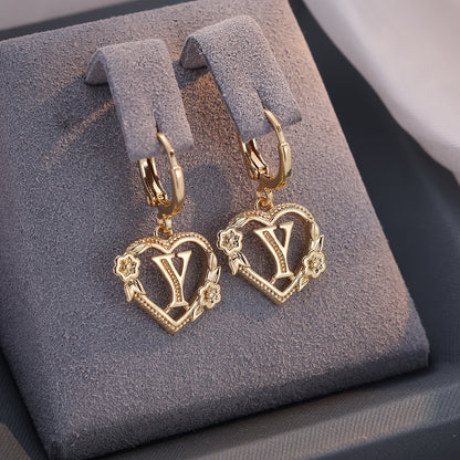 Delicate Monogram Heart Huggie Earrings