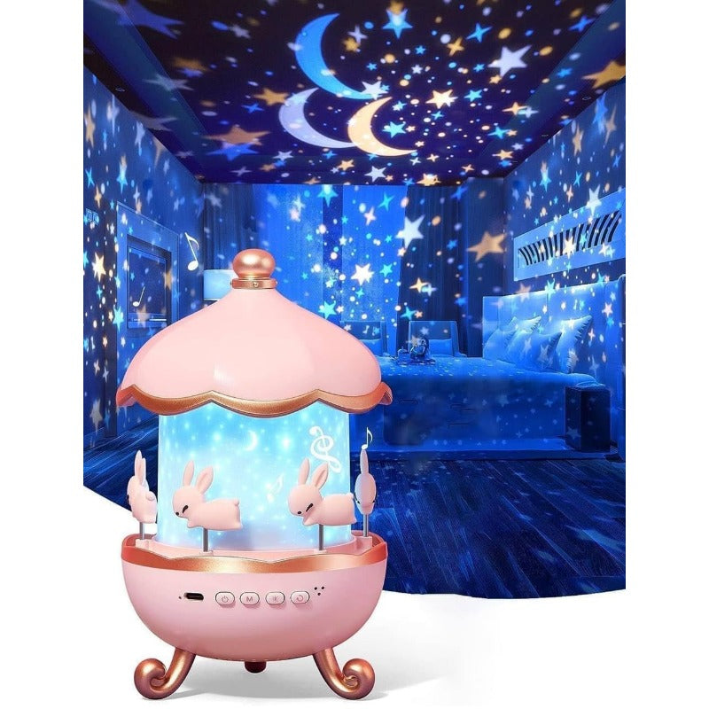 Colorful Kids 360° Rotating Bunny Night Light Projector