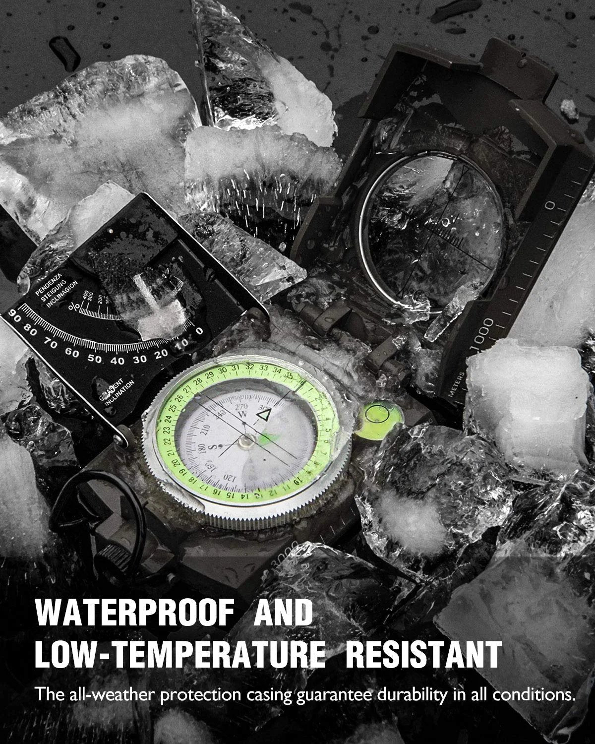 Tactical Compass Waterproof Aluminum Outdoor Navigation Tool
