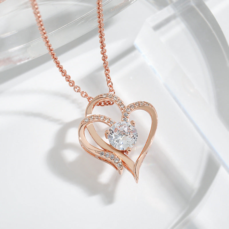 Sparkling Heart Diamond Pendant Necklace - Befez