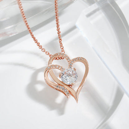 Sparkling Heart Diamond Pendant Necklace - Befez