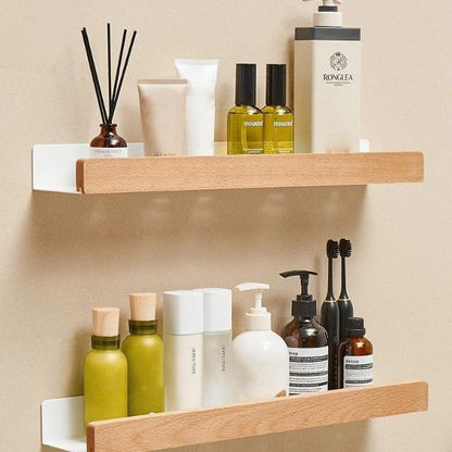 Easy Install Wooden Bathroom Storage Shelves