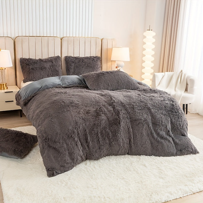 Cozy Soft Plush Duvet Cover Set with Zipper