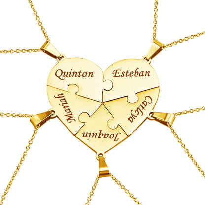 Customizable Love Heart Shaped Puzzle Necklace