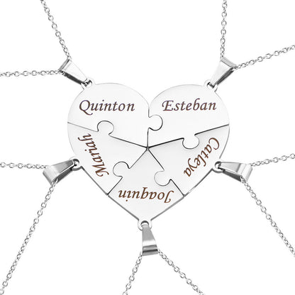 Customizable Love Heart Shaped Puzzle Necklace