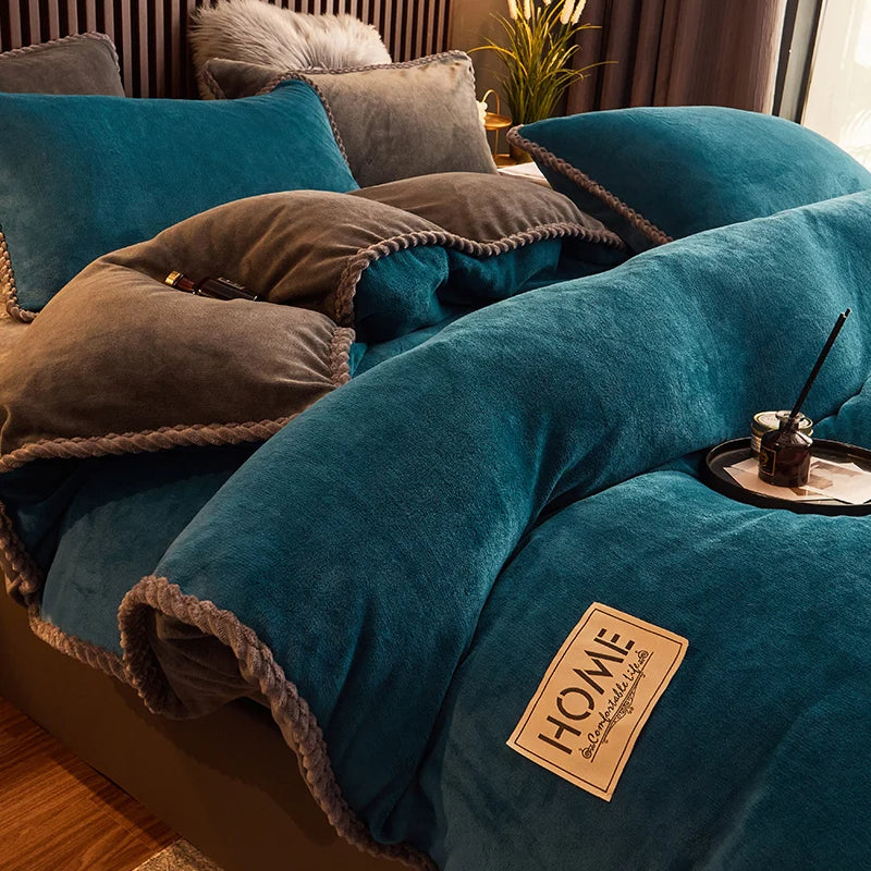 Soft Velvet Fleece Bedding Duvet Cover Set