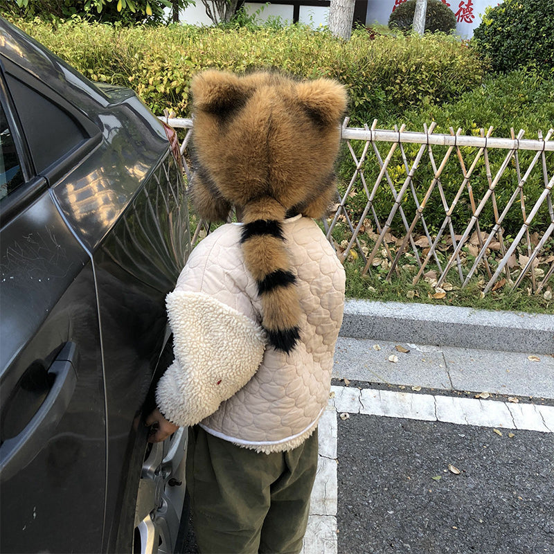 Adorable Fake Fur Raccoon Tail Family Hat