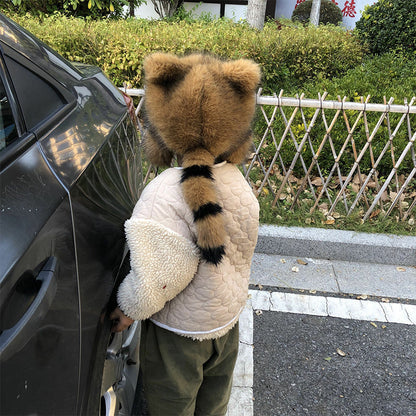 Adorable Fake Fur Raccoon Tail Family Hat