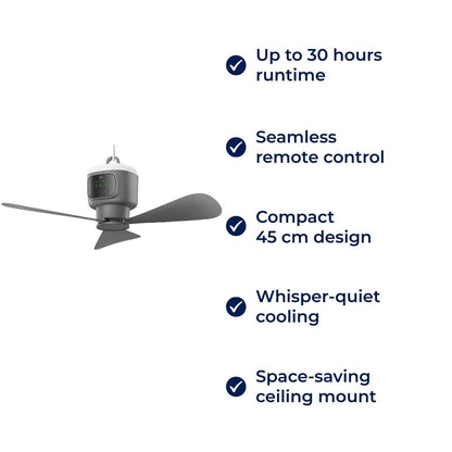 Rechargeable Ceiling Fan with LED Light