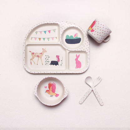 Cute Cloud Baby Dinner Set - Plate, Bowl & Utensils