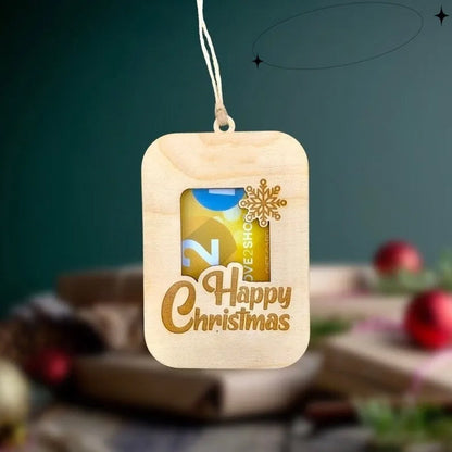 Wooden Festive Holiday Money Clip Ornament