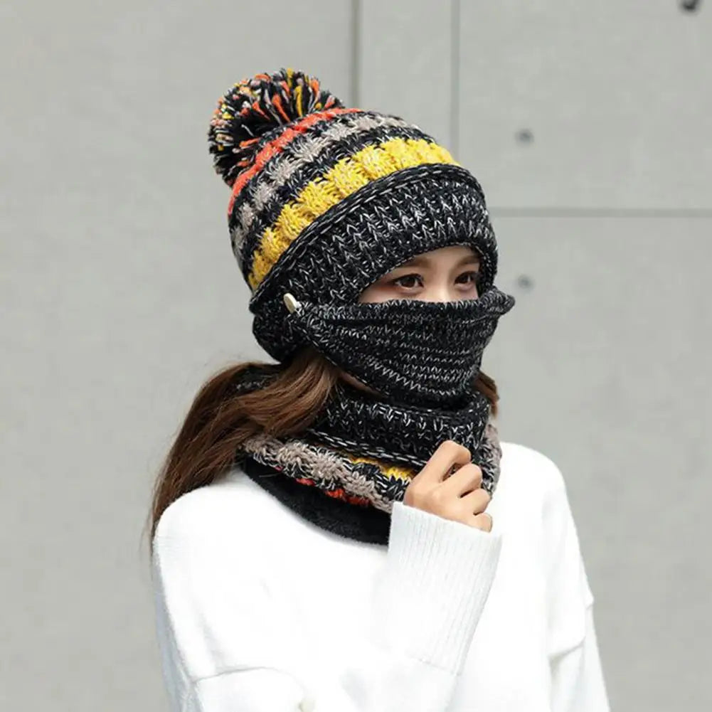 Soft Winter Beanie Scarf Set with Fleece Lining