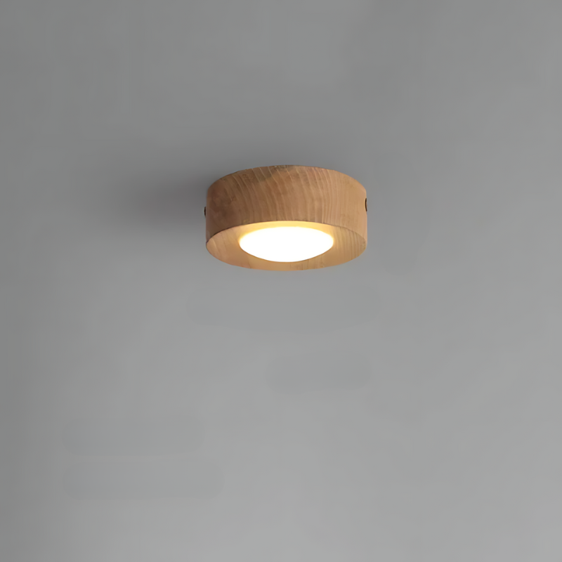 Brown Wooden Ceiling Lamp with LED Lights