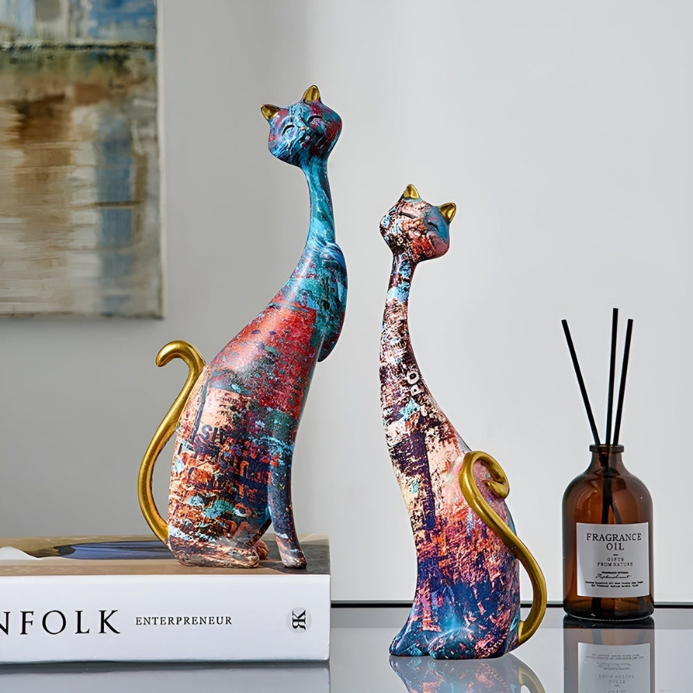 Simple Cat Figurine Pair for Home Decor