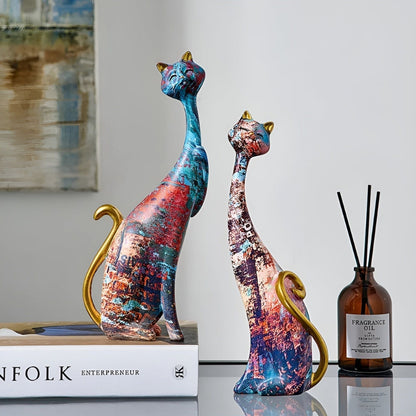 Simple Cat Figurine Pair for Home Decor