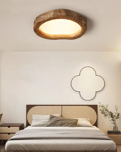 Rustic Wooden Ring Ceiling Light